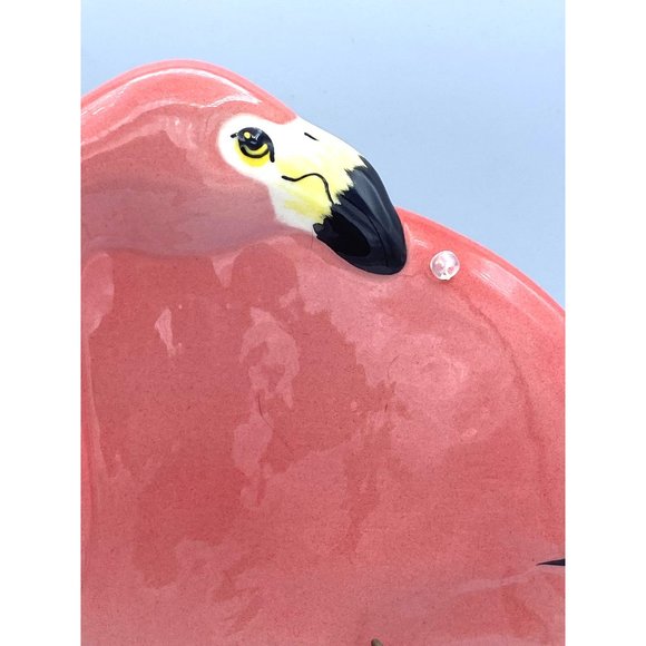 Pink Flamingo Key Holder Ceramic With Rope Dangle Feet Vintagecore/ - Picture 5 of 11